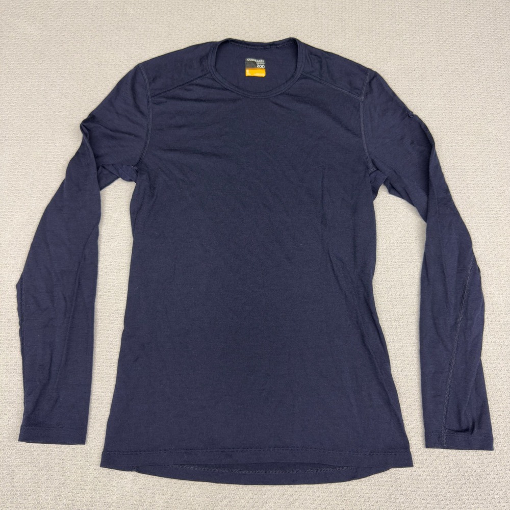 Icebreaker Merino 200 Base Layer Long Sleeve Thermal Top Navy Blue Mens Small